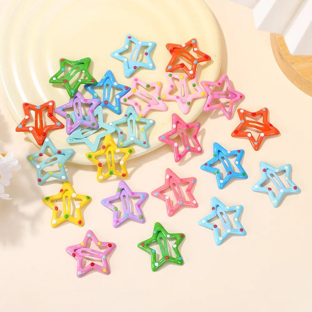 10-100Pcs Y2K Fashion BB Hairpins for Girls Random Color Dot Five Star Side Clips Aolly Hair Bangs Lovely Kids Hair Accessories