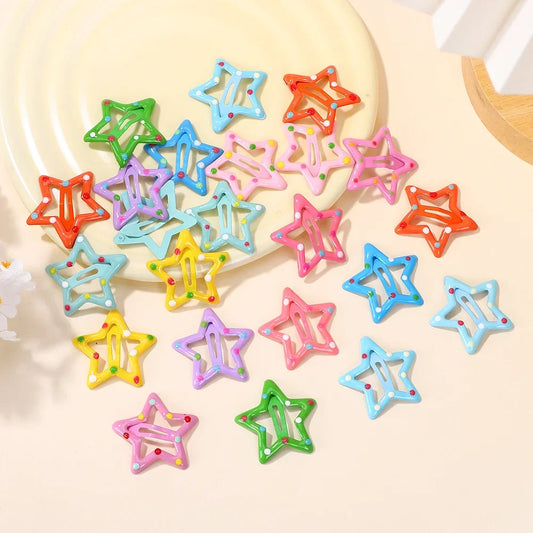 10-100Pcs Y2K Fashion BB Hairpins for Girls Random Color Dot Five Star Side Clips Aolly Hair Bangs Lovely Kids Hair Accessories