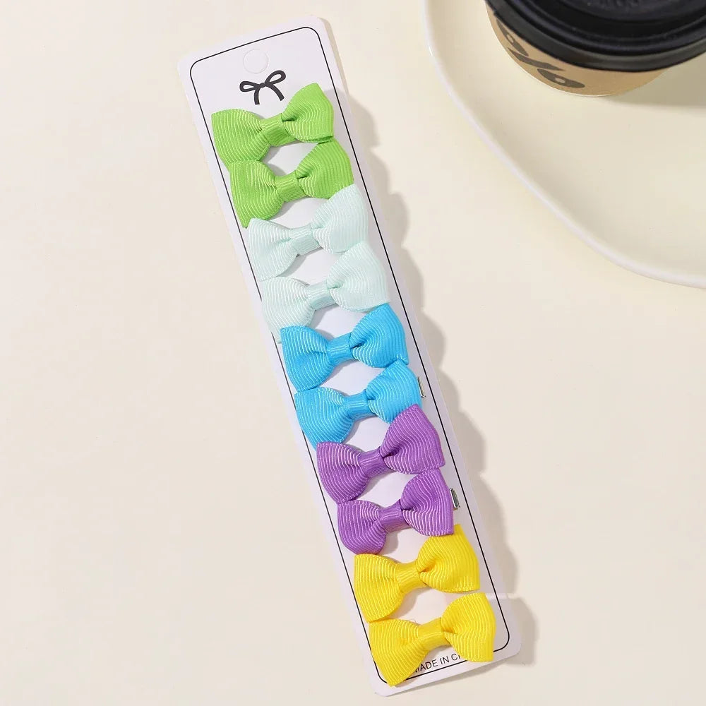 10Pcs Boutique Handmade Tiny Baby Bows Grosgrain 1.5" Hair Bows Alligator Clips for Baby Girls Toddlers Hair Accessories Gift