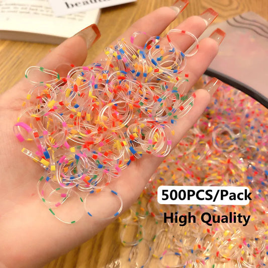 500/Pack Girls Colorful Small Disposable Hair Bands Thicken Elastic Rubber Band Ponytail Holder Fashion Hair Accessories