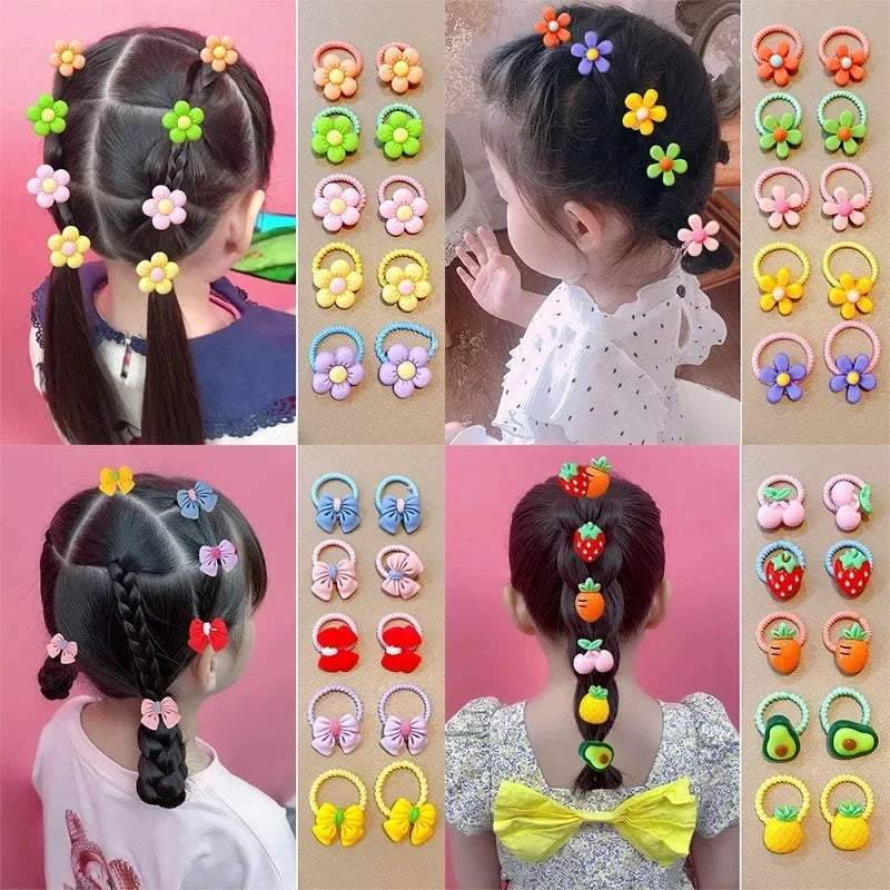 10pcs/Set Rubber Band for Children Cartoon Hair Band New High Elasticity Sweet Cute Baby Hair Rope Girls Hair Accessories
