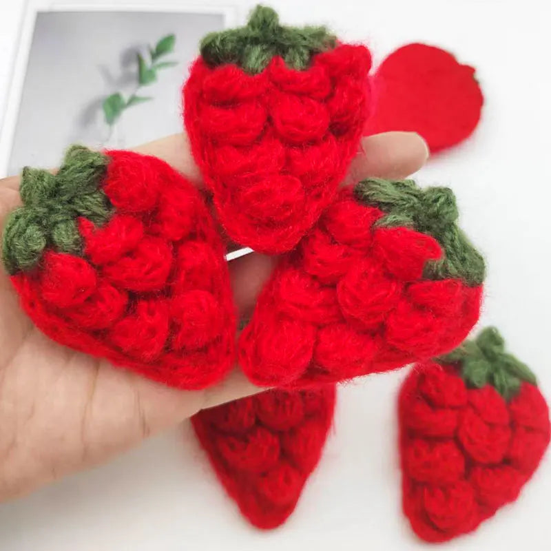 10Pcs Crochet Fruit Strawberry Applique For DIY children's hair clip accessories boxes and bags accessories patch