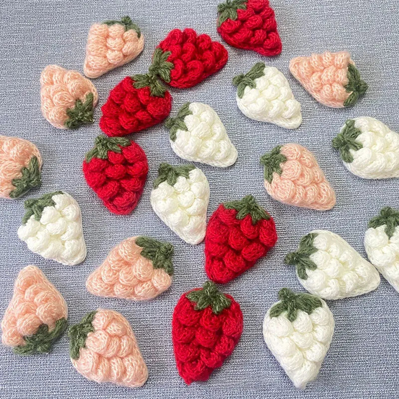 10Pcs Crochet Fruit Strawberry Applique For DIY children's hair clip accessories boxes and bags accessories patch