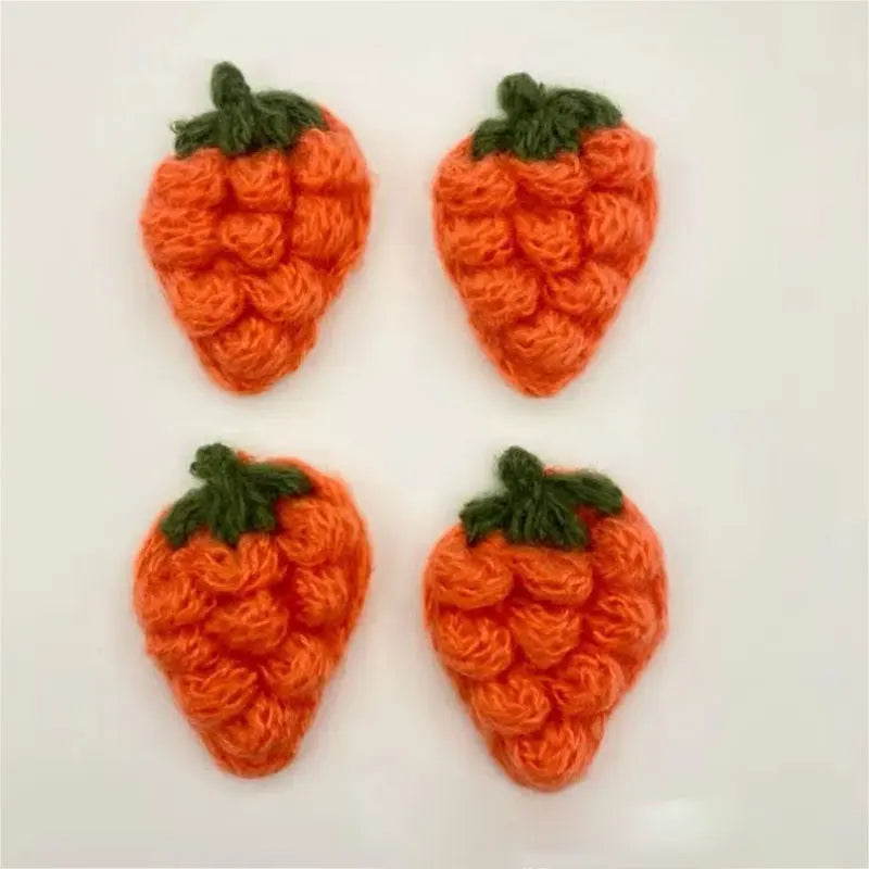 10Pcs Crochet Fruit Strawberry Applique For DIY children's hair clip accessories boxes and bags accessories patch