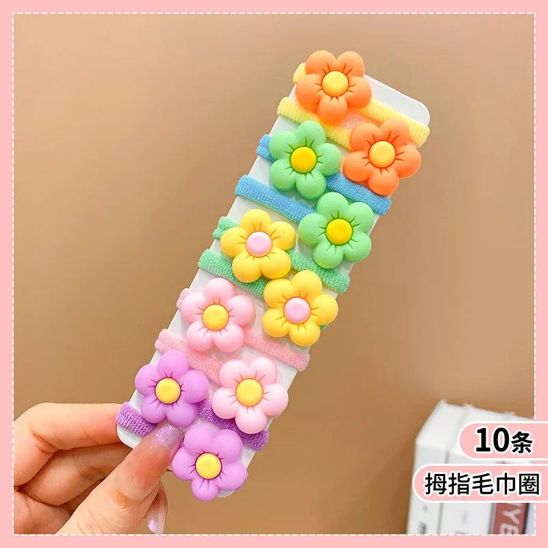 10pcs/Set Rubber Band for Children Cartoon Hair Band New High Elasticity Sweet Cute Baby Hair Rope Girls Hair Accessories