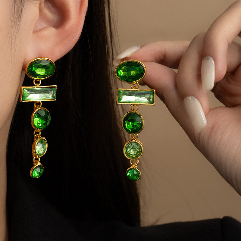 Green Gala Dangling Earrings