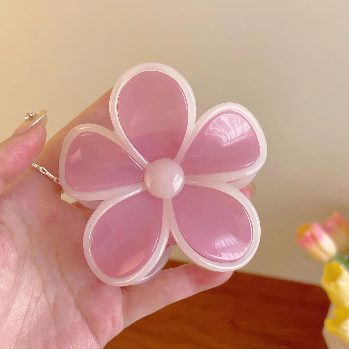 Pink o Clock Flower Claw Clip