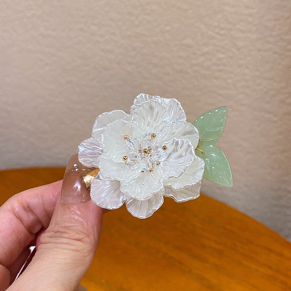 Soft-sparkle Flower Hair Clip(⁠Pack to 2) [handmade]