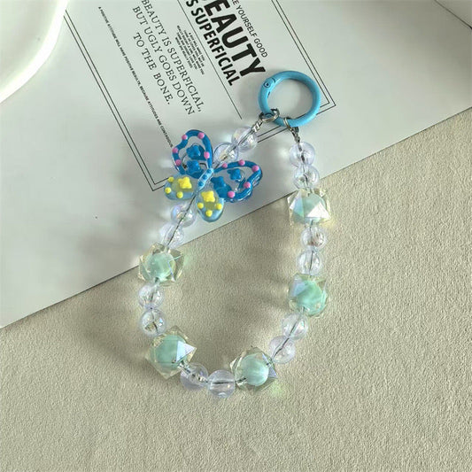 Blue Beaded Bloom Bag Charm