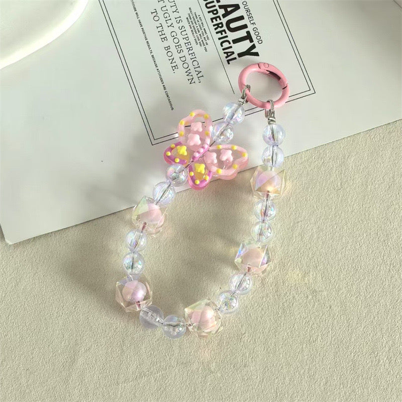 Pink Wings Beaded Bag Charm