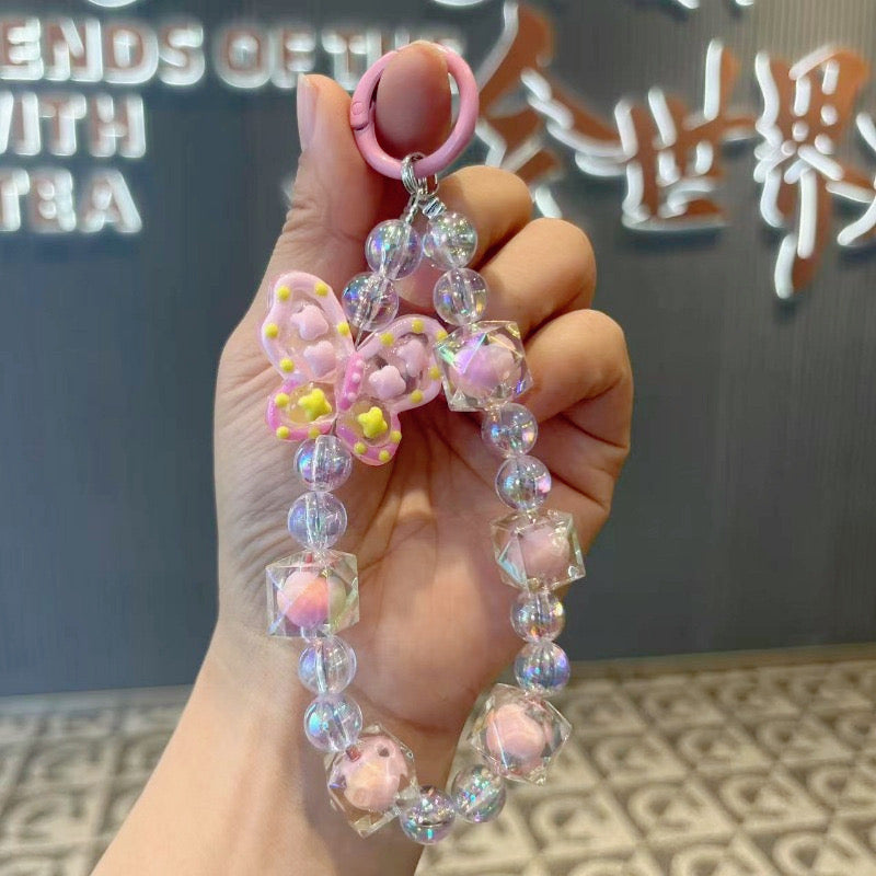 Pink Wings Beaded Bag Charm