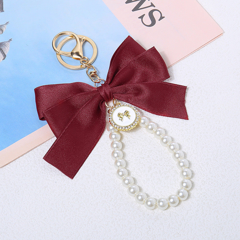 Burgundy Amour Bow Bag Charm