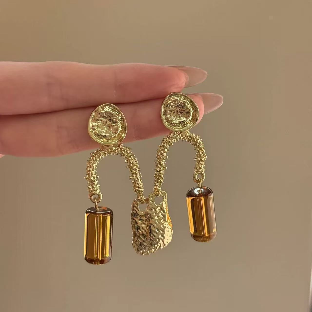Bronzed Glam Dangling Earrings