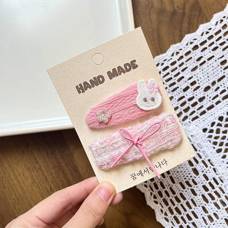 Pink Puff Kitty Hair Clips