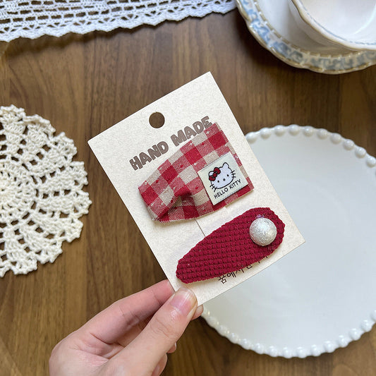 Hello Kitty Plaid Hair Clips