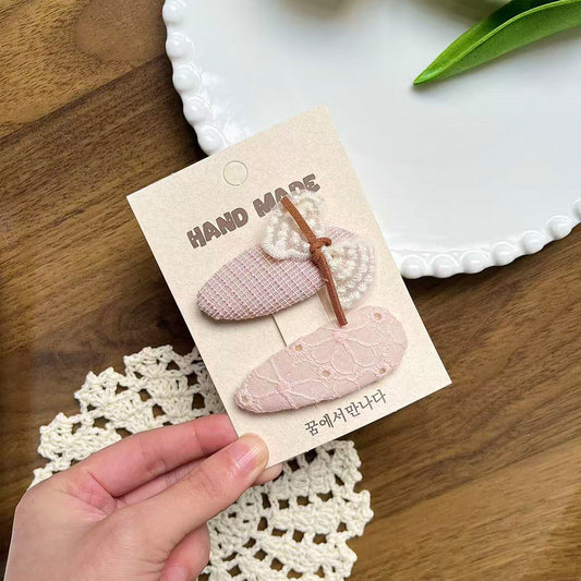 Fuzzy-Knot Bow Hair Clips