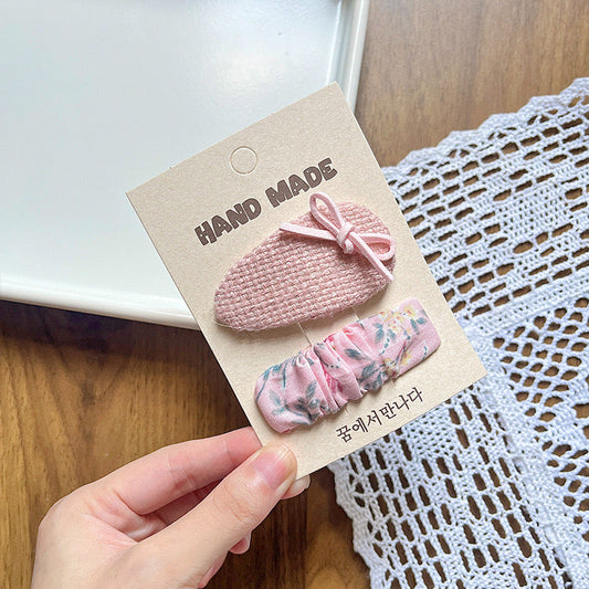 Cozy Blush Bow Hair Clips