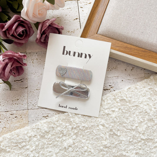 Heart of Silver Hair Clips