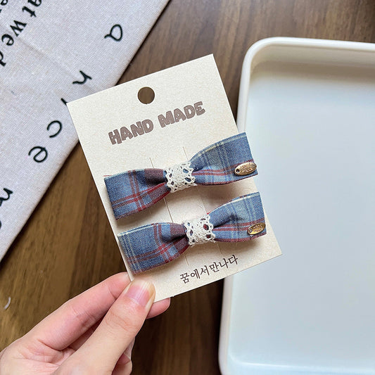 Bow-core Lacey Hair Clips