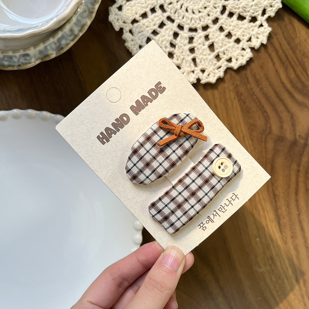 Mocha Bow Hair Clips