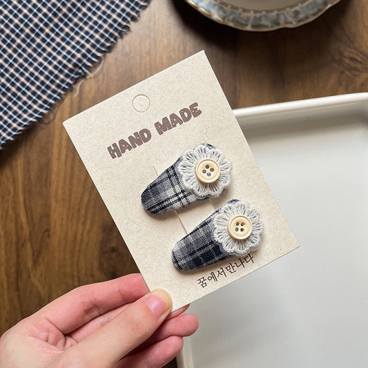 Checkered Floraline Hair Clips