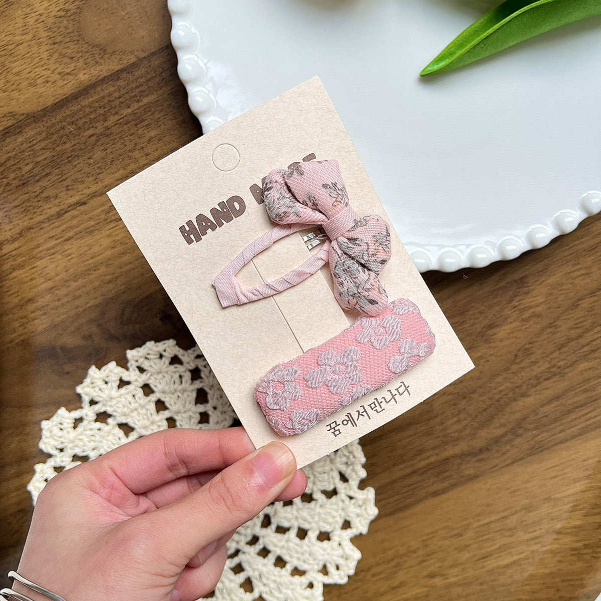 Pink whisper Bow Hair Clips