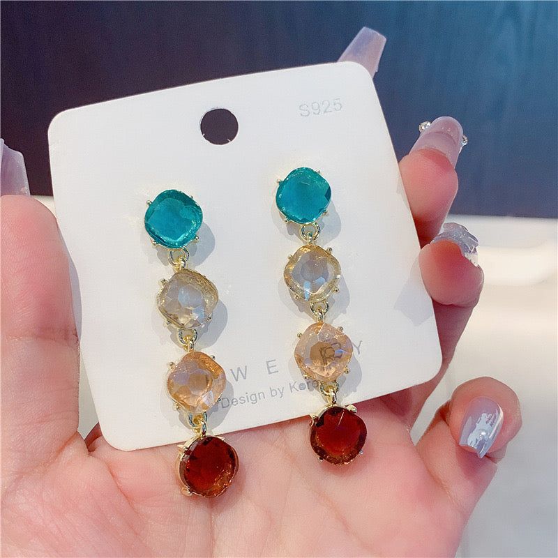 Glitzy Multicoloured Drop Earrings