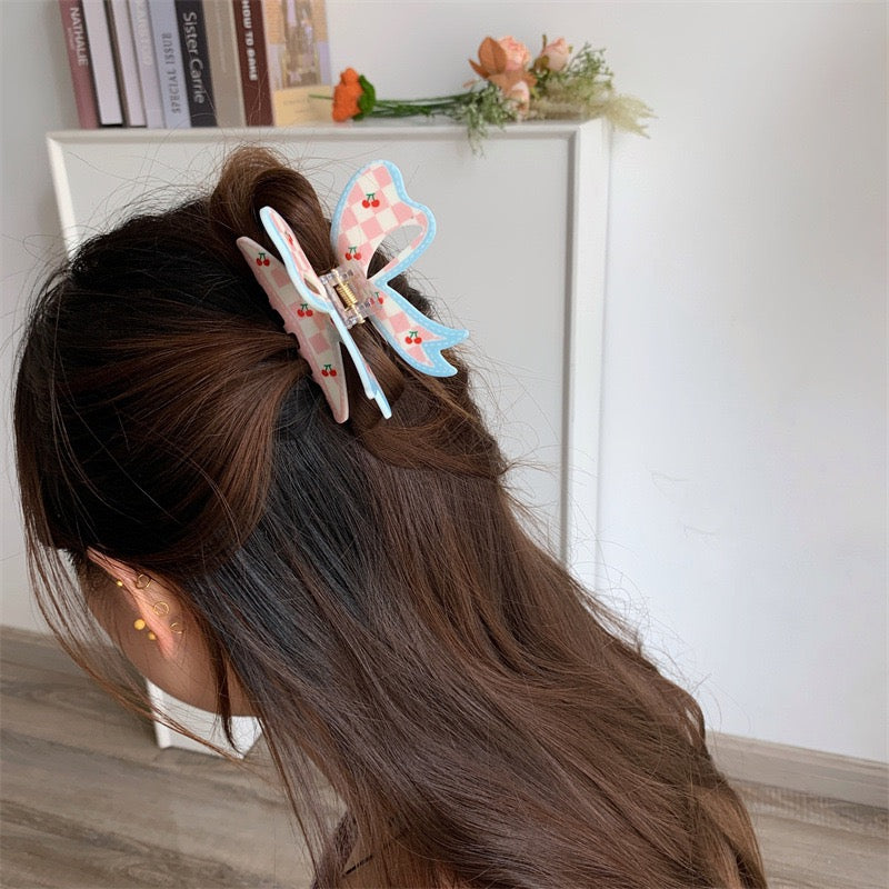 Tushker Shop Checkered Cherry Claw Clip