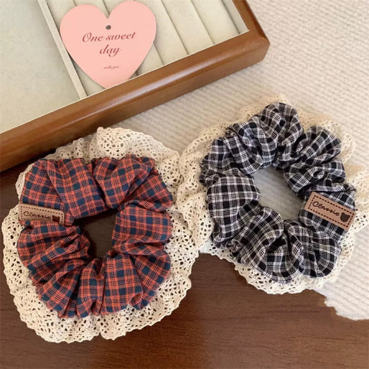 Lacey Ruffle Plaid Scrunchie