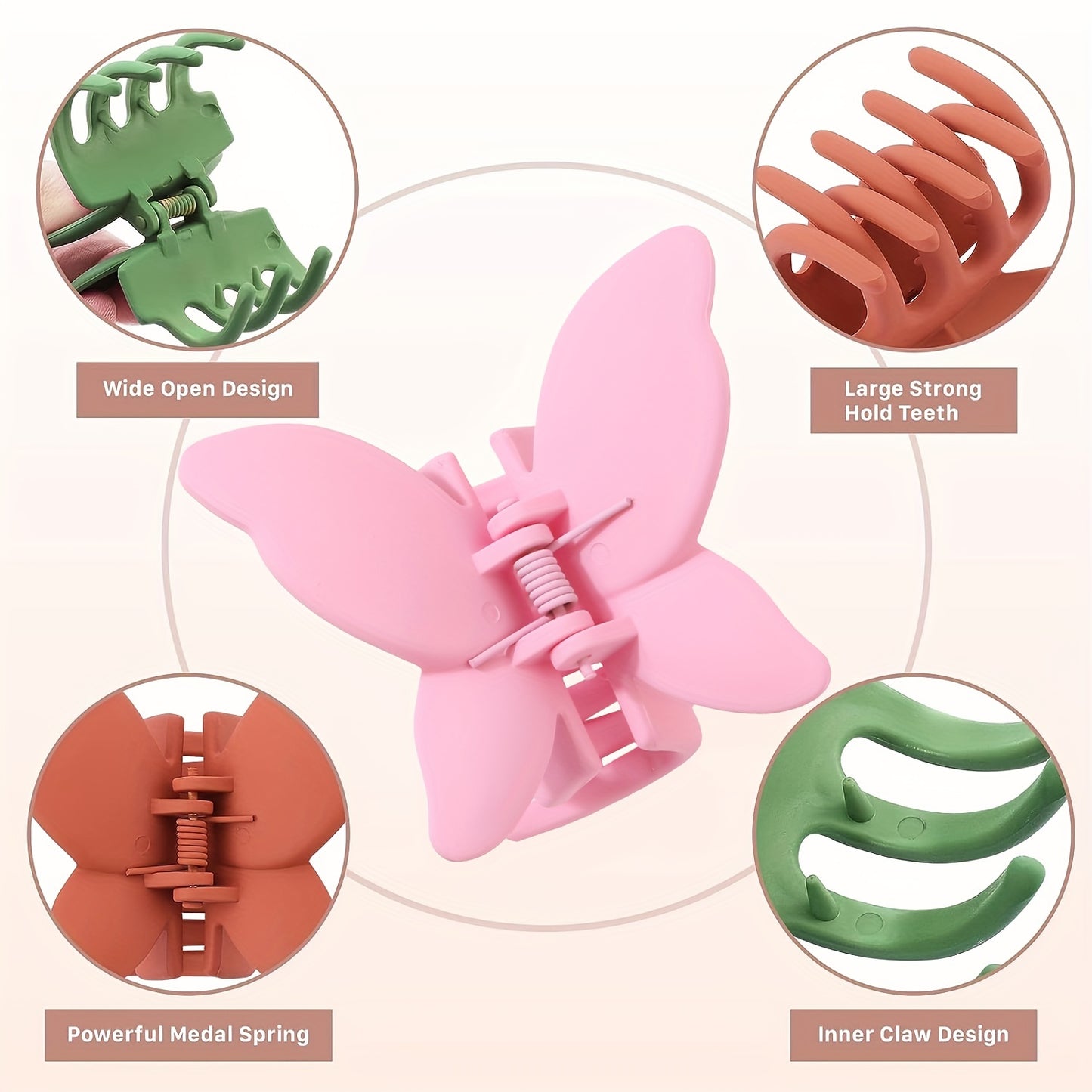1pc Butterfly Hair Clips Butterfly Clips Hair Claw Clips For Female Women Thin To Thick Hair Matte Hair Claws Strong Hold Hair Styling Accessories Colorful Series Jaw Clips