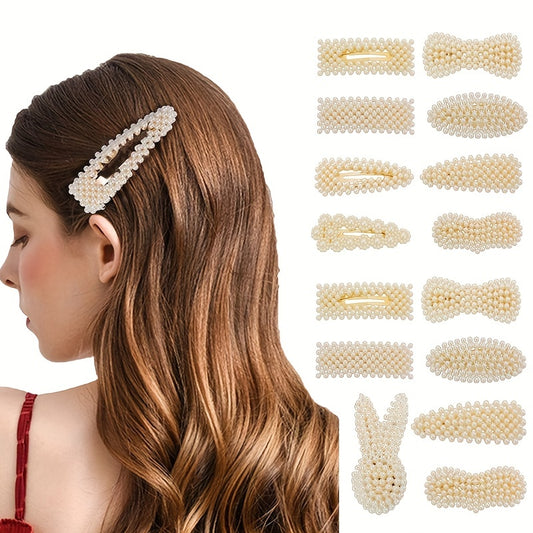 10 pcs Stylish Faux Pearl Hair Clips - Elegant Side Bangs Clip for Women's Hair Accessories