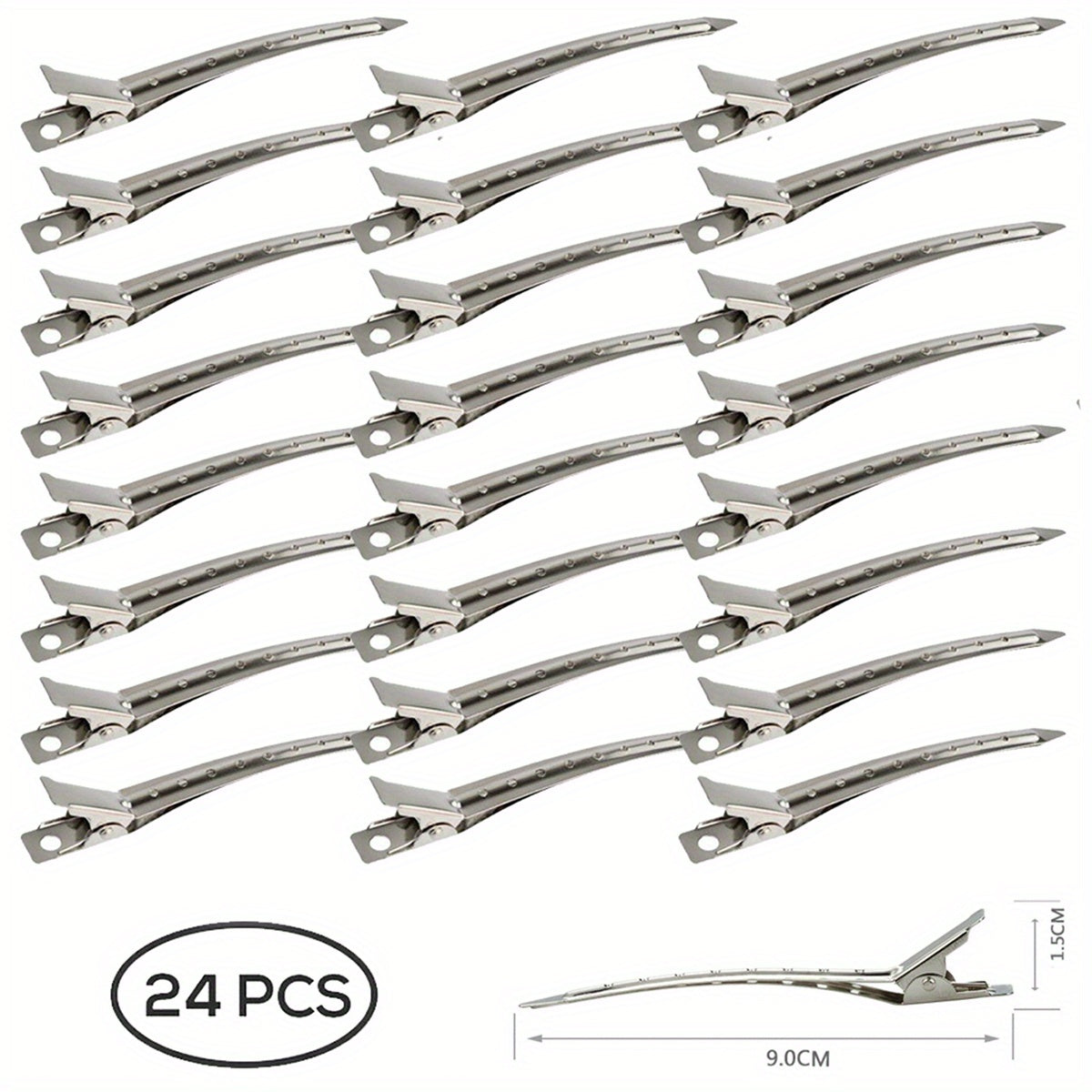 24pcs Alligator Hair Clips Metal Duck Bill Hair Clips For Styling - With Holes Professional Sectioning Clips For Salon And Women Girls Accessories