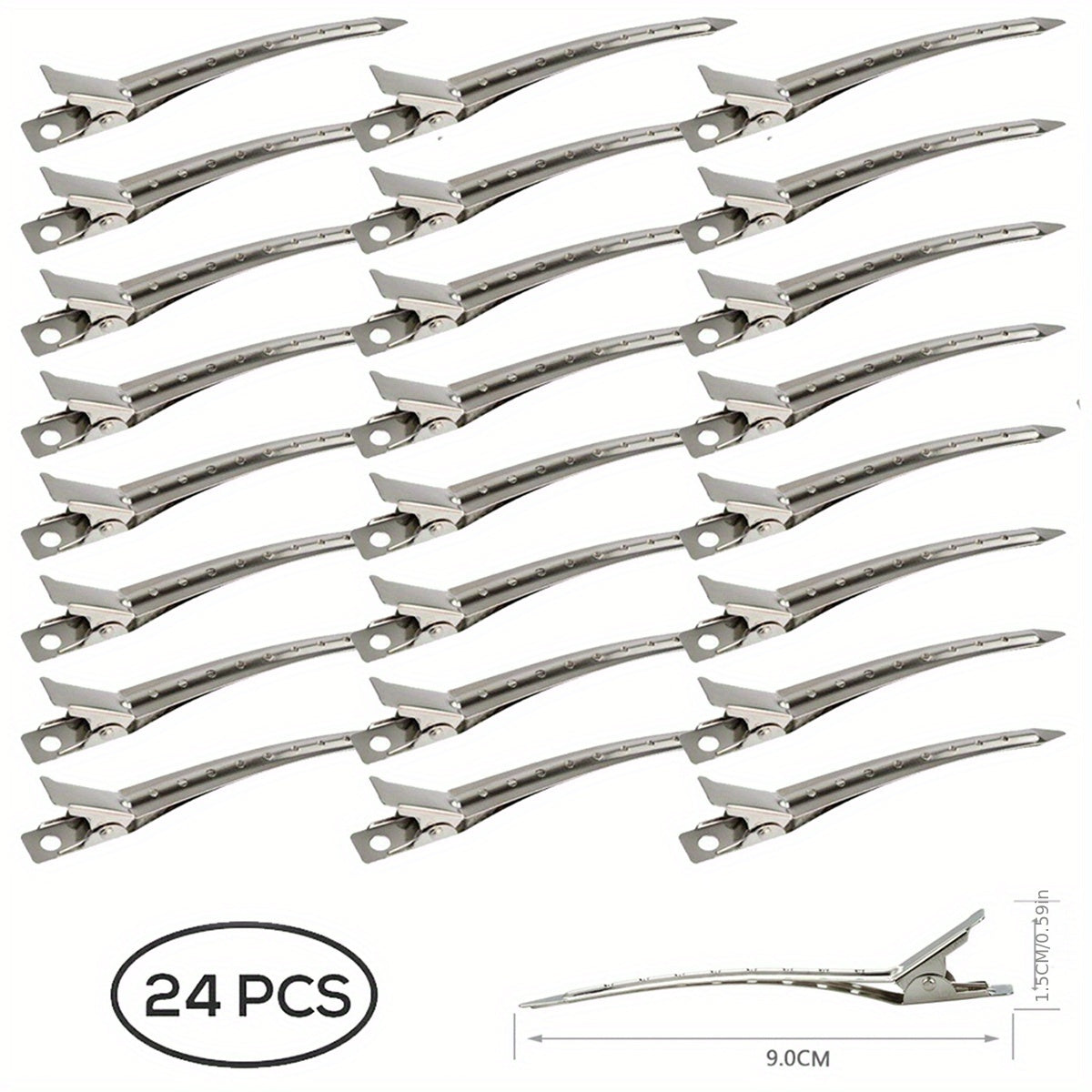 24pcs Alligator Hair Clips Metal Duck Bill Hair Clips For Styling - With Holes Professional Sectioning Clips For Salon And Women Girls Accessories