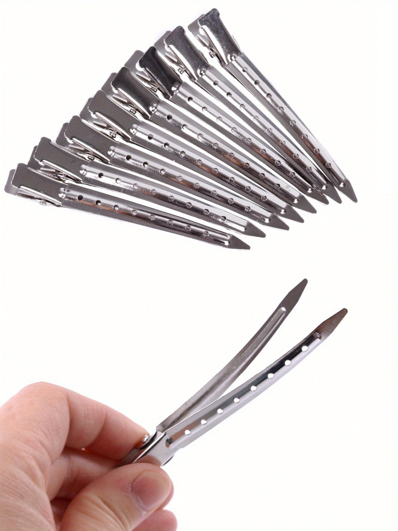 24pcs Alligator Hair Clips Metal Duck Bill Hair Clips For Styling - With Holes Professional Sectioning Clips For Salon And Women Girls Accessories