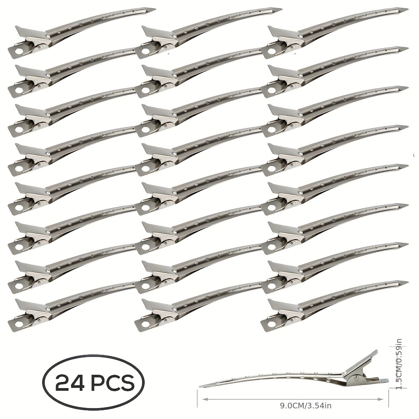 24pcs Alligator Hair Clips Metal Duck Bill Hair Clips For Styling - With Holes Professional Sectioning Clips For Salon And Women Girls Accessories