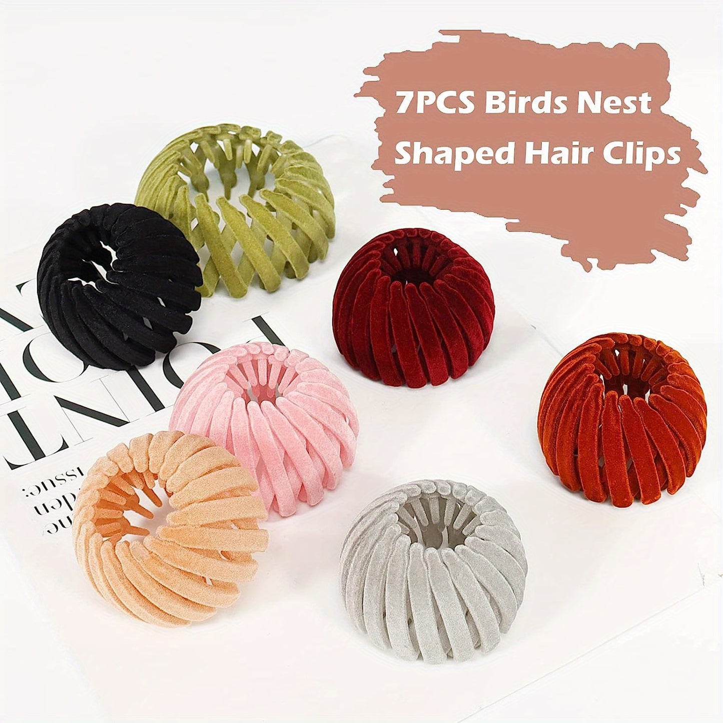 7pcs Velvet Bird's Nest Magic Hair Clips